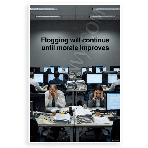 "Flogging Will Continue Until Morale Improves" Funny Office Satire 12x18 US Made Poster