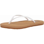 Flojos Fiesta 2.0 White/Tan Vintage Slip On Slide Thong Flat Flip Flops Sandals White/Tan, 8
