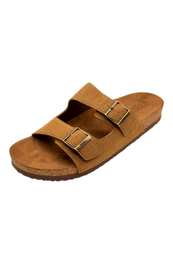 Mens Kelly Double Buckle Straps Slip On Sandal, Tan (13)