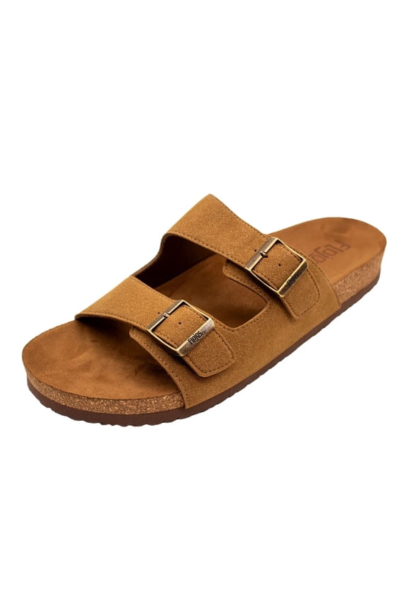 Mens Kelly Double Buckle Straps Slip On Sandal, Tan (8)