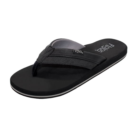 Flojos Mens Ryan Arch Support Slip On Flip Flop Sandals, Black (12)