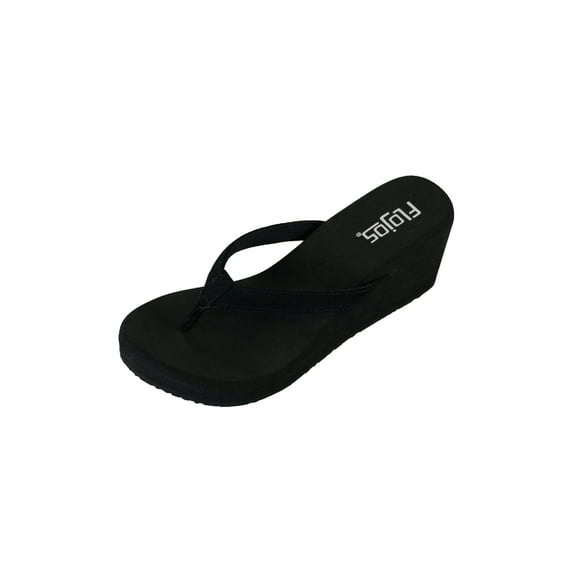 Flojos Womens Olivia Slip On Wedge Thong Sandals, Black (10)