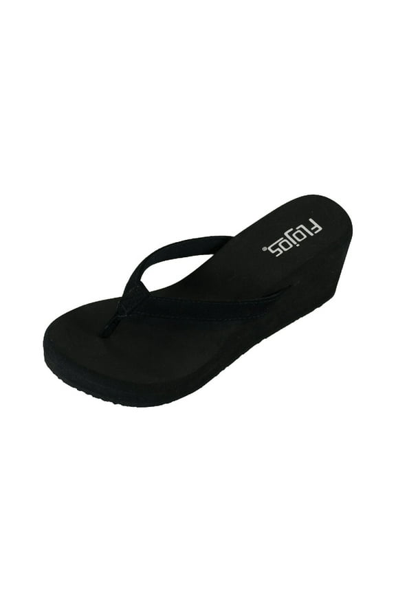 Womens Olivia Slip On Wedge Thong Sandals, Black (9)