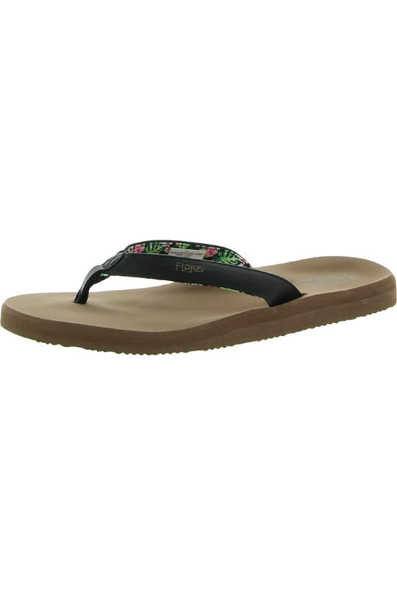 Womens Faux Leather Thong Flip-Flops