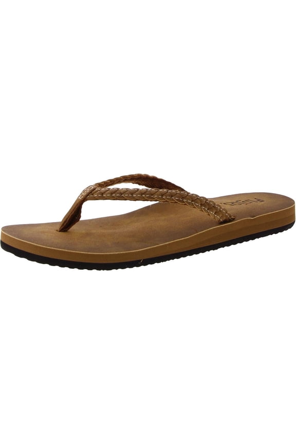 Womens Sky Faux Leather Slip On Thong Sandals