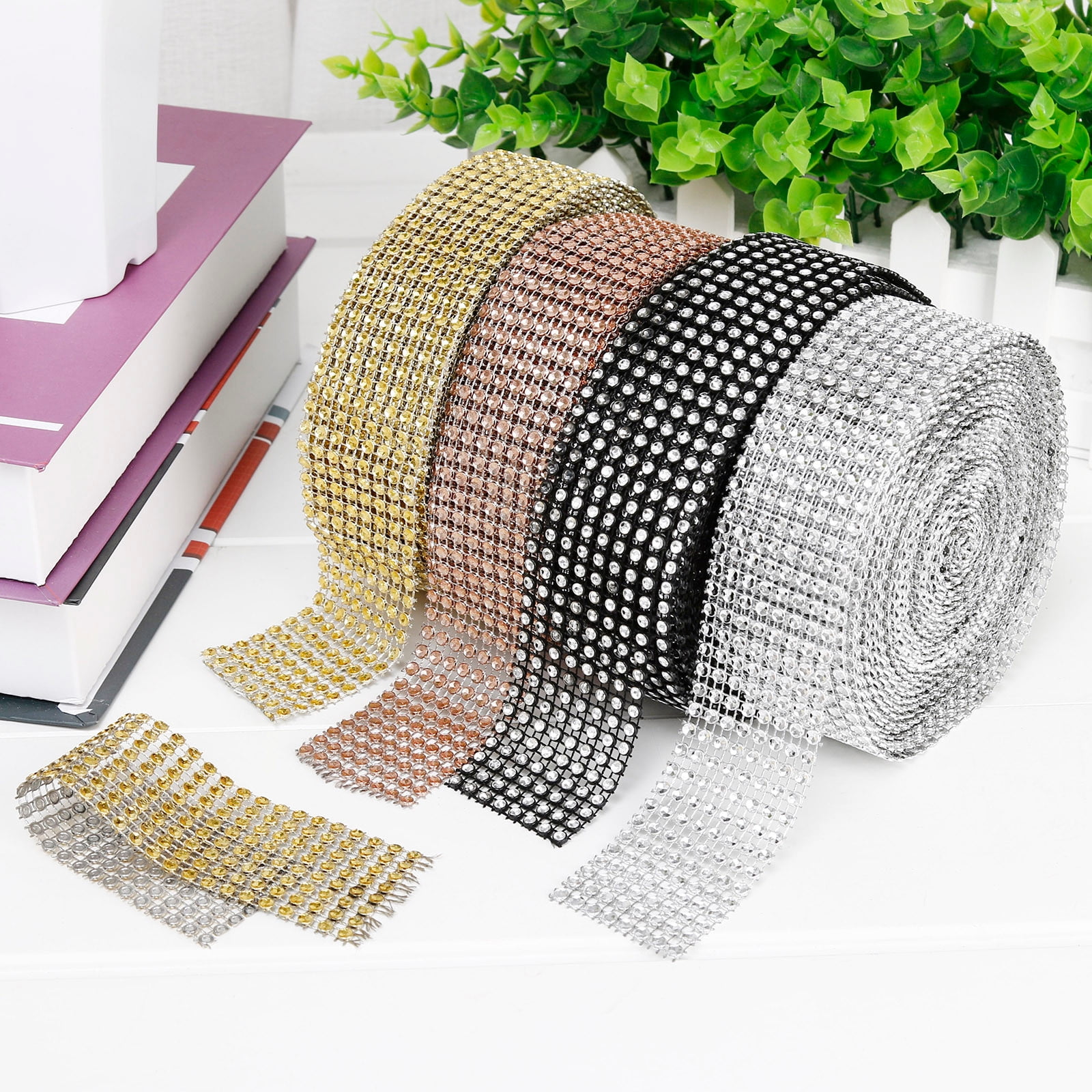 Floleo 10 Yard Acrylic Rhinestone Diamond Ribbon Roll,Sparkling Diamond ...