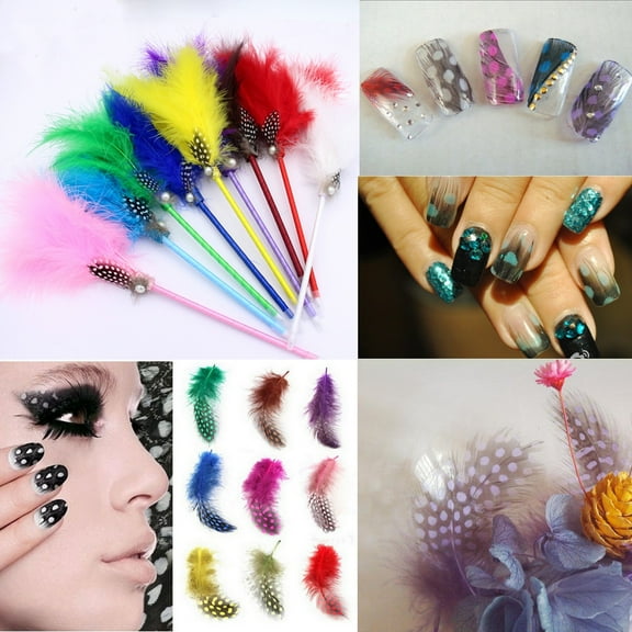 Floleo 100Pcs Colorful Spotted Feathers For Crafts,Natural Chicken Feather For DIY Clothing Jewelry Wedding Birthday Party Cards Decoration