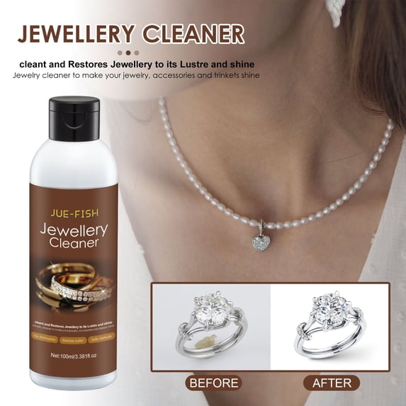Floleo 100ml Jewelry Cleaner Solution, Multi-Purpose Cleaning Liquid for Restoring Coins, Watches, Rings & Necklaces, Removes Tarnish & Dirt, Non-Abrasive Formula
