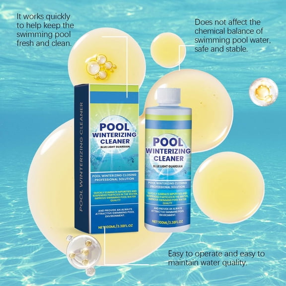 Floleo 100ml Pool Water Clarifier, Fast Acting Swimming Pool Cleaner Drops for Home & Public Outdoor Pools, Removes Impurities for Clear Water