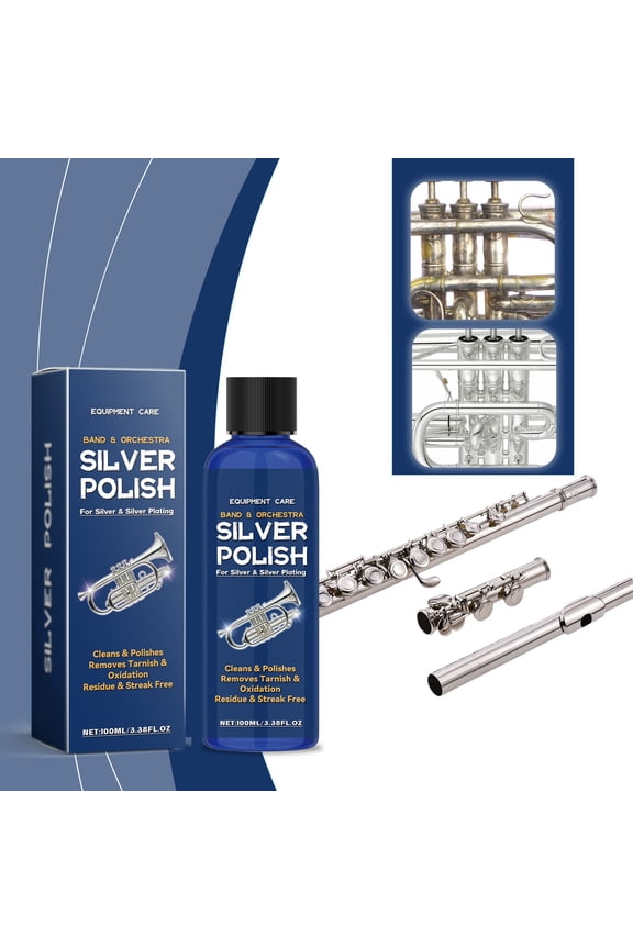 Floleo 100ml Silver Cleaner & Polishing Solution, Tarnish Remover for Jewelry, Instruments, Decorative Silverware, Gentle Formula with Protective Shine