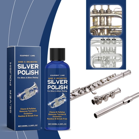 Floleo 100ml Silver Cleaner & Polishing Solution, Tarnish Remover for Jewelry, Instruments, Decorative Silverware, Gentle Formula with Protective Shine
