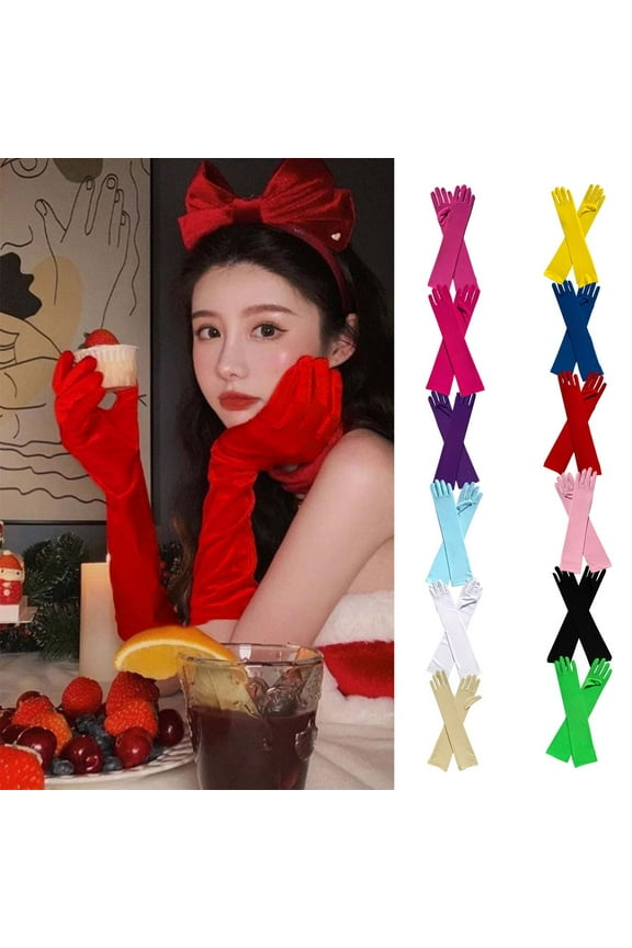 18" Elbow Length Satin Long Gloves For Women Costume Accessories Evening Dress Gloves