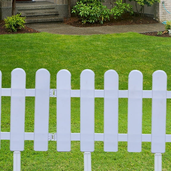 Floleo 20x5 Inch White Decorative Garden Fence, ABS Plastic Lattice Border Edging for Lawn and Flower Beds, Outdoor Landscape Fencing with Stakes, Set of 1 Panel