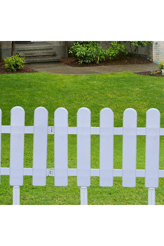 Floleo 20x5 Inch White Decorative Garden Fence, ABS Plastic Lattice Border Edging for Lawn and Flower Beds, Outdoor Landscape Fencing with Stakes, Set of 1 Panel