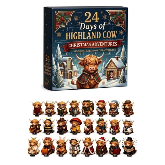 2026 3D Highland Cow Advent Calendar Countdown with 24 Mini Figures and ...