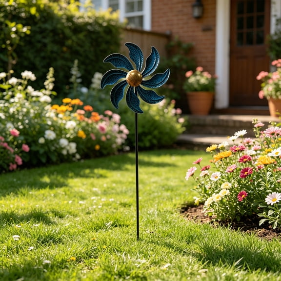 Floleo 3-Tier Rotating Metal Windmill Garden Decor 33 Inch – Outdoor Decorative Windmill for Yard, Patio & Lawn, Rust Resistant Weatherproof Windmill Ornament with Easy Installation