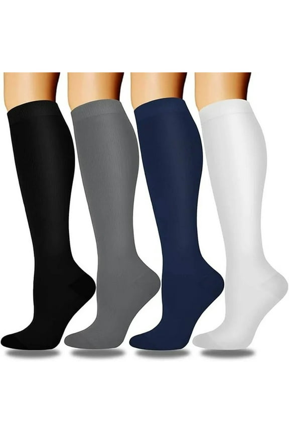 4 Pairs Athletic Socks for Women Supportive and Comfortable Warm Winter Thermal Socks with Breathable Fabric Knee High Socks for Ladies(Light Blue,L/XL)