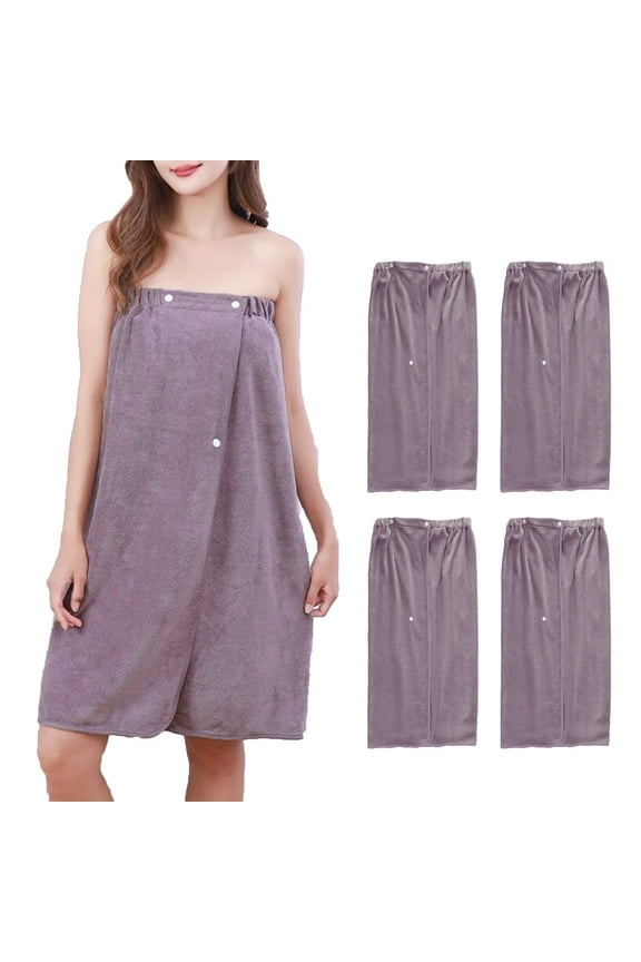 4PCS Women's Spa Towel Wrap Soft Lightweight Bathrobe Adjustable Beach Pool Cover Up Quick Dry Bath Wrap for Shower Swim Gym Travel
