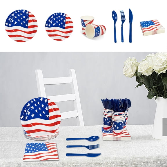 Floleo 4Th Of July Plates Cups And Napkins Disposable - Fourth Of July Party Supplies Decorations July 4Th DéCor Patriotic Paper Plate American Flag Party Favors Independence Day