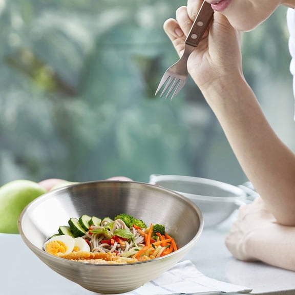 Floleo 5 Inch Stainless Steel Bowl, Gold Microwave and Oven Safe Serving Bowl for Ramen, Salad, Rice, and Snacks - Multipurpose Kitchen and Dining Bowl