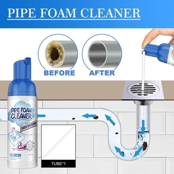 Floleo 60ml Pipe Cleaner & Drain Unclogger, Powerful Hair & Grease Dissolver for Kitchen Sink, Bathroom, Toilet & Shower Drain, Safe for PVC & Septic Systems