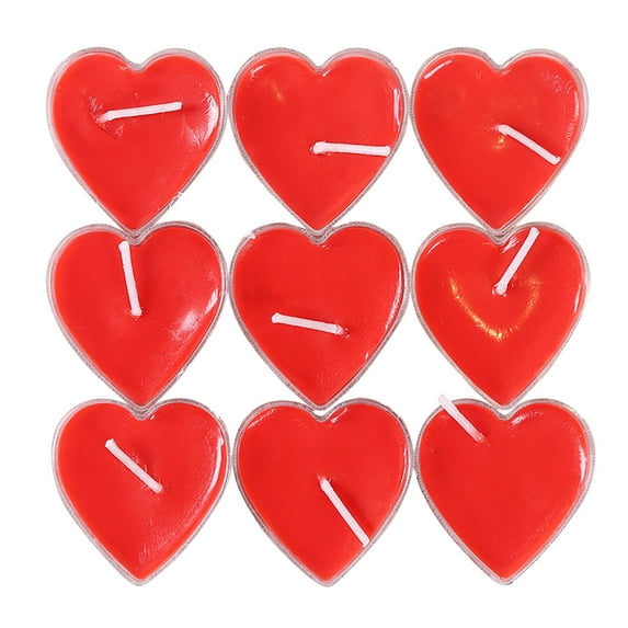 Floleo 9 Pack Heart Shaped Unscented Tea Lights Candles – Smokeless Tealight Candles - Decorations For Wedding,Party,Votives,Oil Burners And Christma