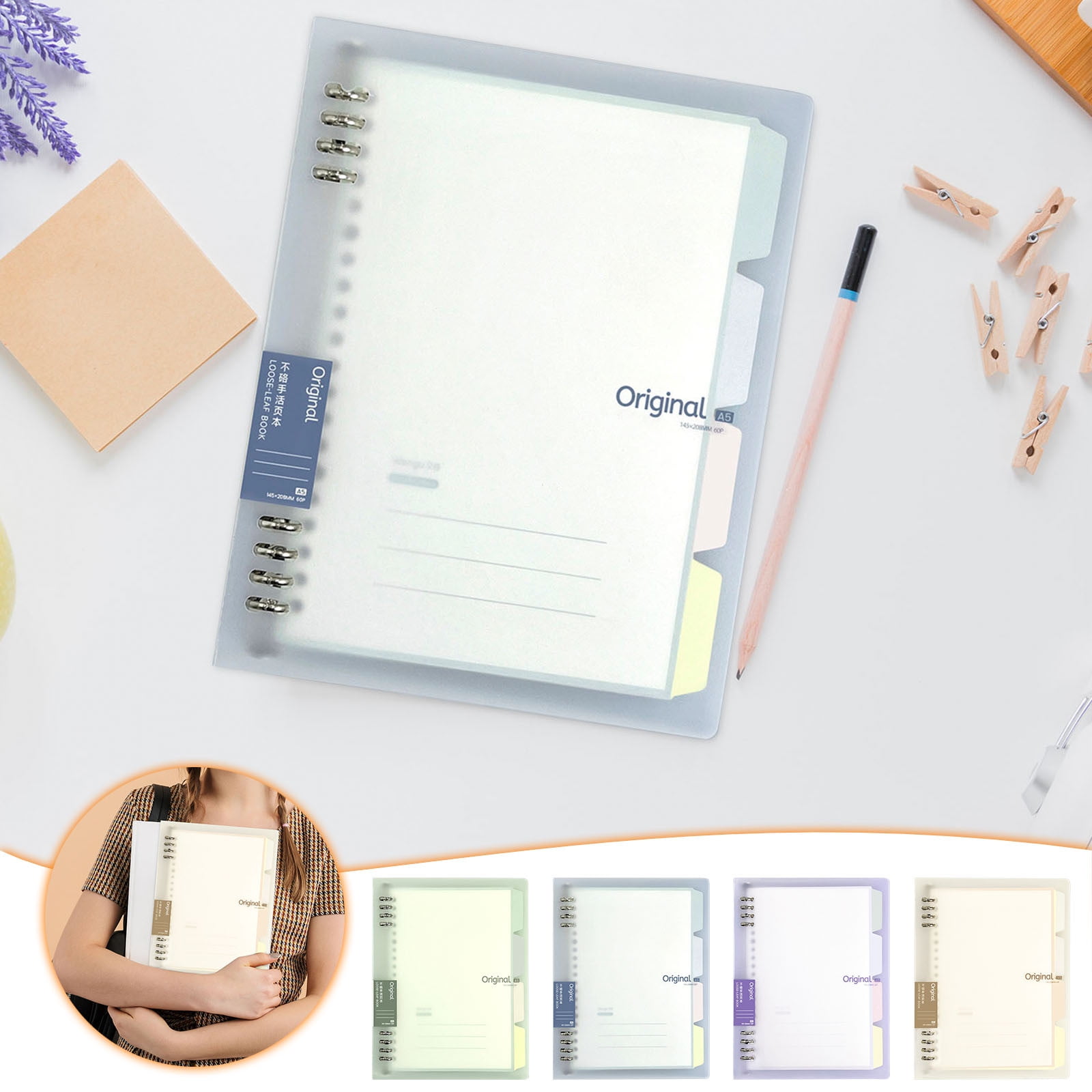 Floleo A5 PP Translucent Binder Cover For Planner Pages Refill Insert