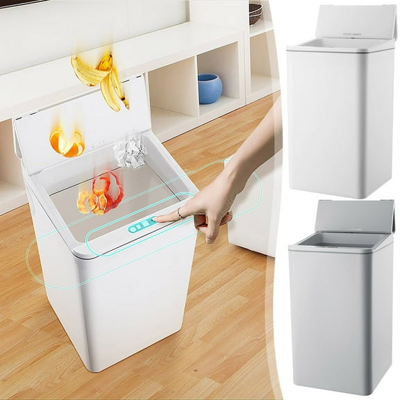 Floleo Automatic Trash Can Bathroom Touchless Motion Sensor Small Garbage Can With Lid Smart Electric Plastic Garbage Bin For Living Room Bedroom Office Kitchen