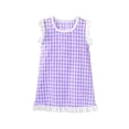 thumbnail image 1 of Floleo Baby Girls Checkered Sleeveless Dress Summer Lace Collar Casual Playwear Soft Breathable Corduroy Toddler Outfit Stylish Comfortable Daily Wear Cute Fashionable Bright(Purple,2-3 Years), 1 of 6