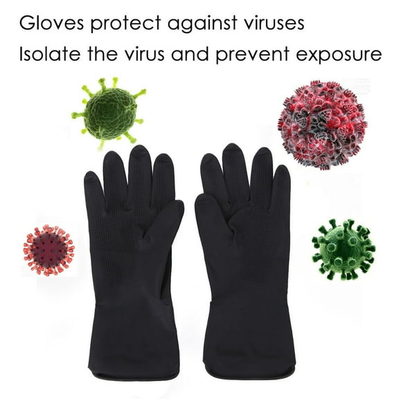 Floleo Black Thick Rubber Cleaning Gloves - Extra-Large, Reusable, Non-Slip, Heavy-Duty, Waterproof Gloves For Dishwashing And Kitchen Cleaning