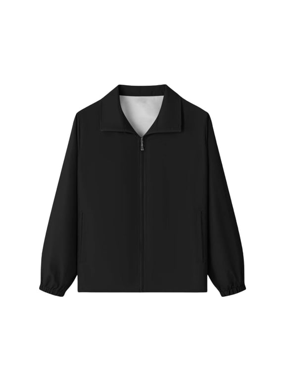 Boys Collared Zip Up Jacket Long Sleeve Lightweight Windbreaker for Spring School and Outdoor Play