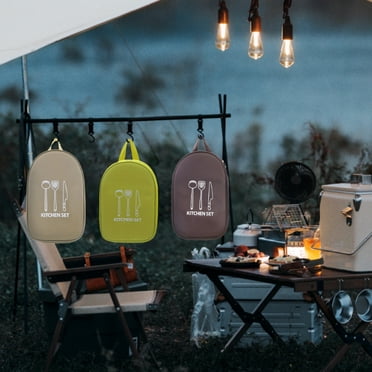Floleo Camping Travel Cooking Utensils Organizer Travel Bag Portable Pouch For Bbq Camp Cookware Kitchen Kit
