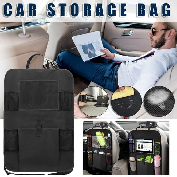 Floleo Car Rear Seat Storage Organizer with Kick Pad, Multi-Pocket Durable Car Backseat Protector for Kids, Easy Install & Clean, PVC Window for Tablet & Toys, Travel Essentials for Family Road Trips