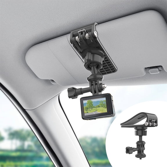 Floleo Car Visor Mount for Action Camera, Universal Dashboard Camera Holder, 1/4 Inch Screw Adapter for GoPro, Suction Cup Windshield Mount for Sedan SUV Truck