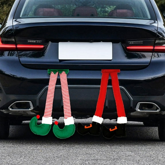 Floleo Christmas Car Auto Costume Decoration Santa Claus Elf Legs Plush Stuffed Feet Sticking Out Of Trunk Or Stuck In Christmas Tree Decor