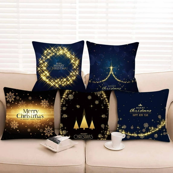 Floleo Christmas Gold Tree Pillow Covers 18*18In Square Decorative Throw Pillow Covers Cushion Case For Sofa Couch Home Farmhouse Christmas Decor