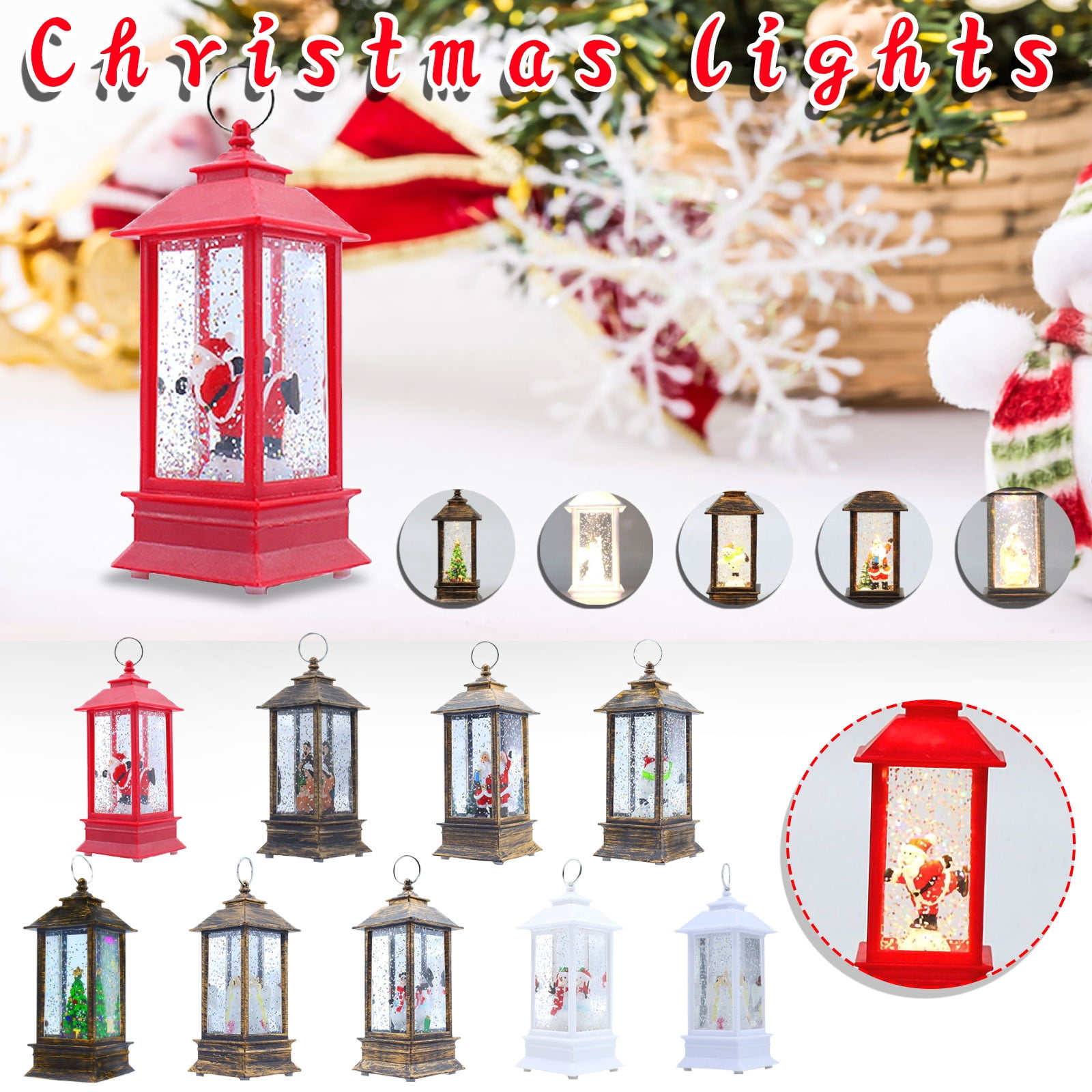 Floleo Christmas Lighted Christmas Snow Globe Lantern For Christmas ...