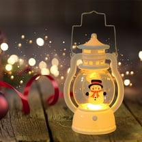 Floleo Christmas Mini Lantern Snowman Lanterns Decorative With Flickering LED Candles Small Winter Portable Tabletop Centerpiece For Xmas Tree Indoor Outdoor Party Decor