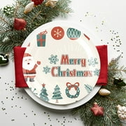 Floleo Christmas Paper Plates Festive Disposable Painted Christmas Tree Paper Plates For Christmas Parties Oil Draining Holiday Party Paper Plates Christmas Paper Dinner Plates