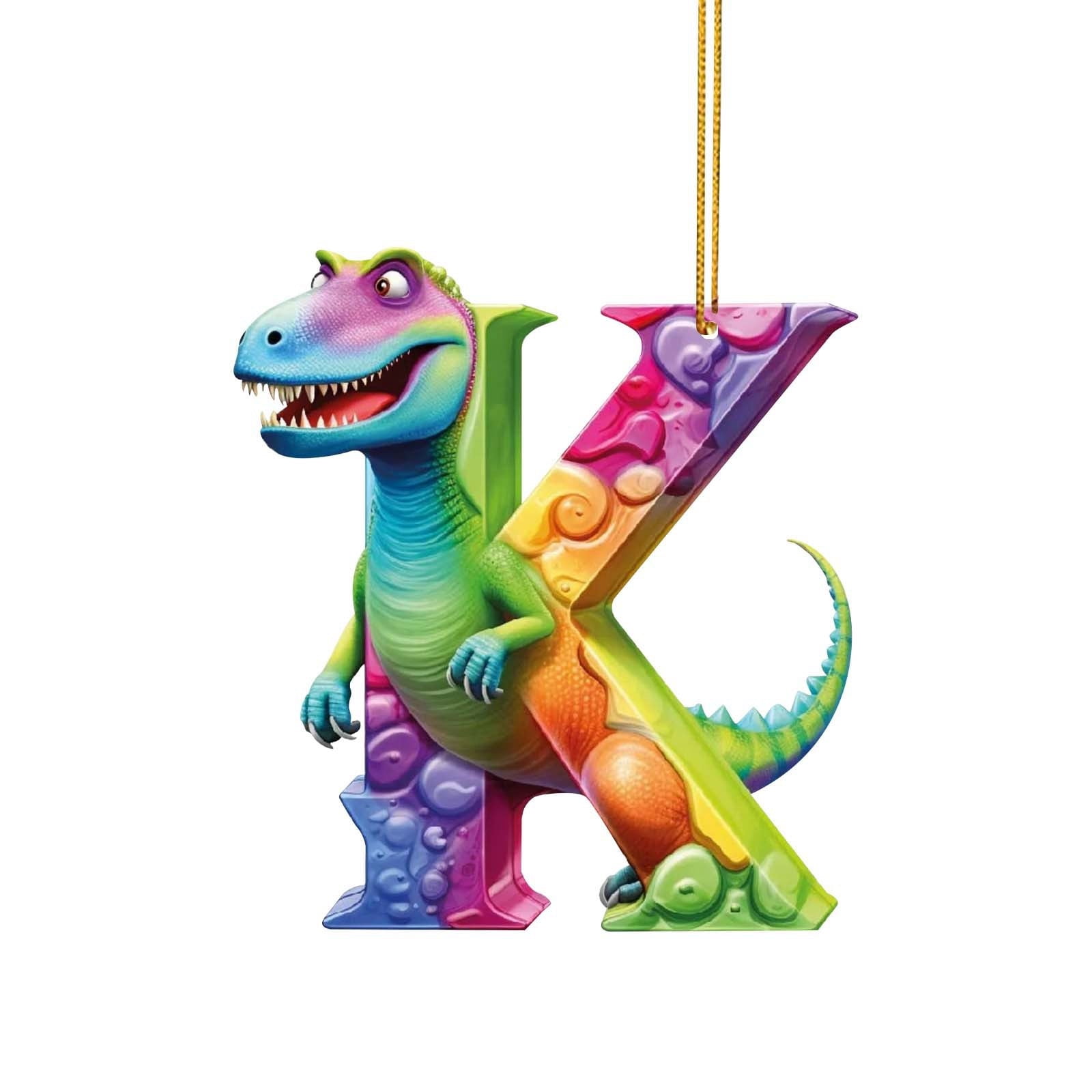 Floleo Christmas Personalized Dinosaur Christmas Ornament 26 Letters ...