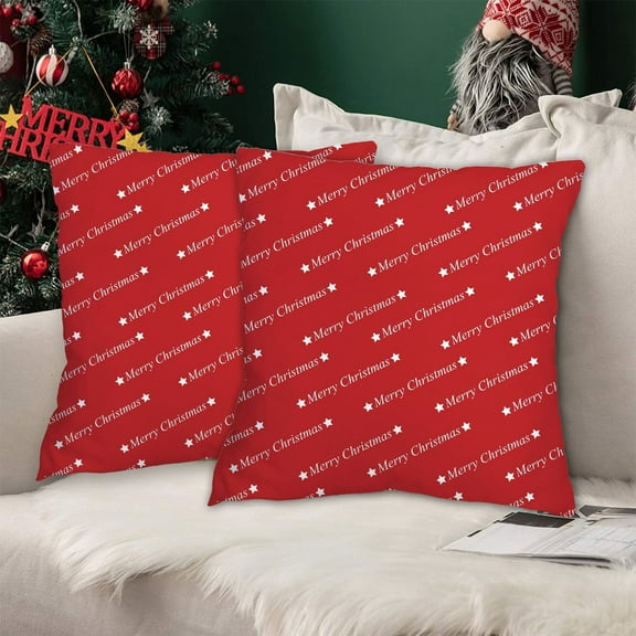 Floleo Christmas Pillow Covers 18x18 Inch Set of 2, Red White Christmas Tree Decor Throw Pillows, Winter Xmas Holiday Outdoor Lumbar Cushion Cases for Couch Bed Decorations