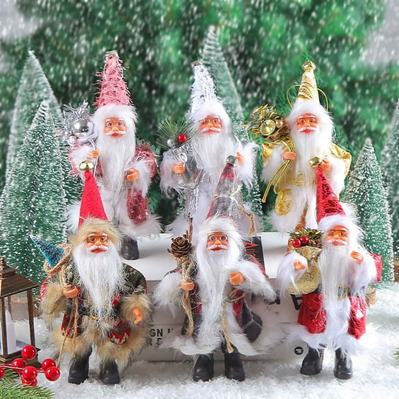 Floleo Christmas Santa Claus Doll Christmas Santa Figures Standing Santa Claus Figures With Hat And Hanging Rope Cute Santa Claus Doll Ornament For Christmas Tree Decorations Gifts