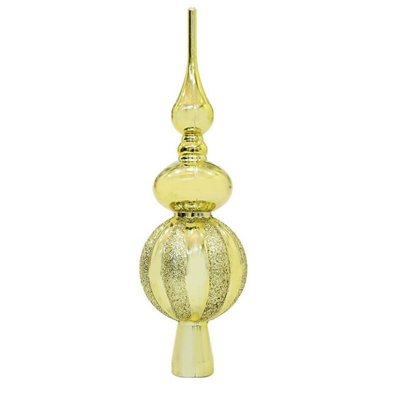 Fnochy Christmas Tree Topper Unique Glass Xmas Tree Finials Hand-Painted Treetop Glass Season Decorations, Beautiful, Classic Christmas Tree Hanging Ornaments