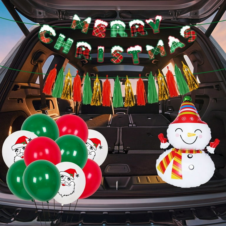 Floleo Christmas Trunk Car Decoration Set Car Arch Garage Christmas Decoration Pull Flag Snowflake Decoration Set Car Decorations Outdoor Arch