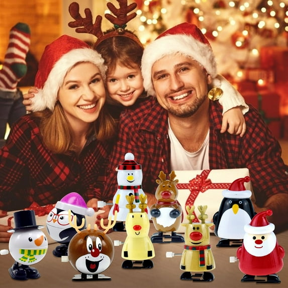 Floleo Christmas Wind Up Toys,Mini Jumping Walking Clockwork Toys For Christmas Party Favors Goody Bag Filler Christmas Stocking Stuffers