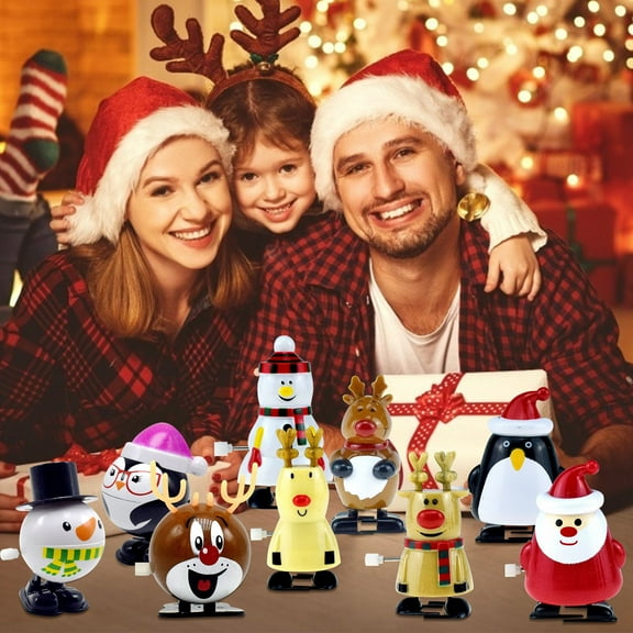 Floleo Christmas Wind Up Toys,Mini Jumping Walking Clockwork Toys For Christmas Party Favors Goody Bag Filler Christmas Stocking Stuffers