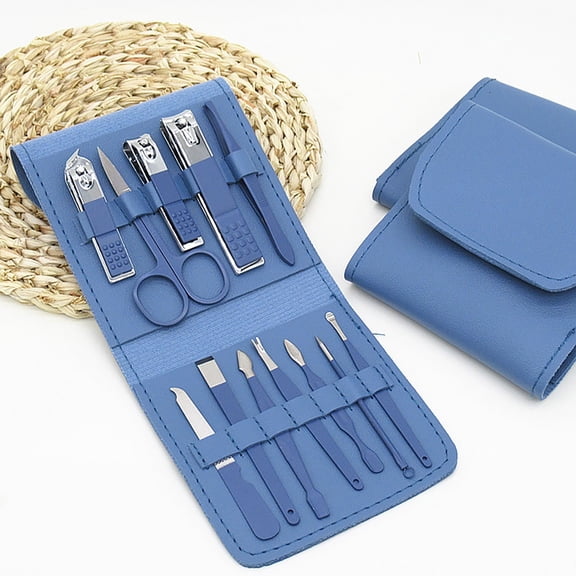 kayannuo 12pcs/set Nail Cutter Set Makeup Beauty Tool Nail Clipper Set Folding Bag Stainless Steel Tool Finger Nail Clipper Kit