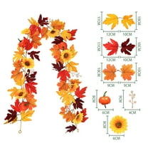Floleo Clearance 2 Pack Fall Maple Garland - 69 Inch/Piece Artificial Fall Foliage Garland Colorful Autumn Decor for Home Wedding Party (Mixed Color)