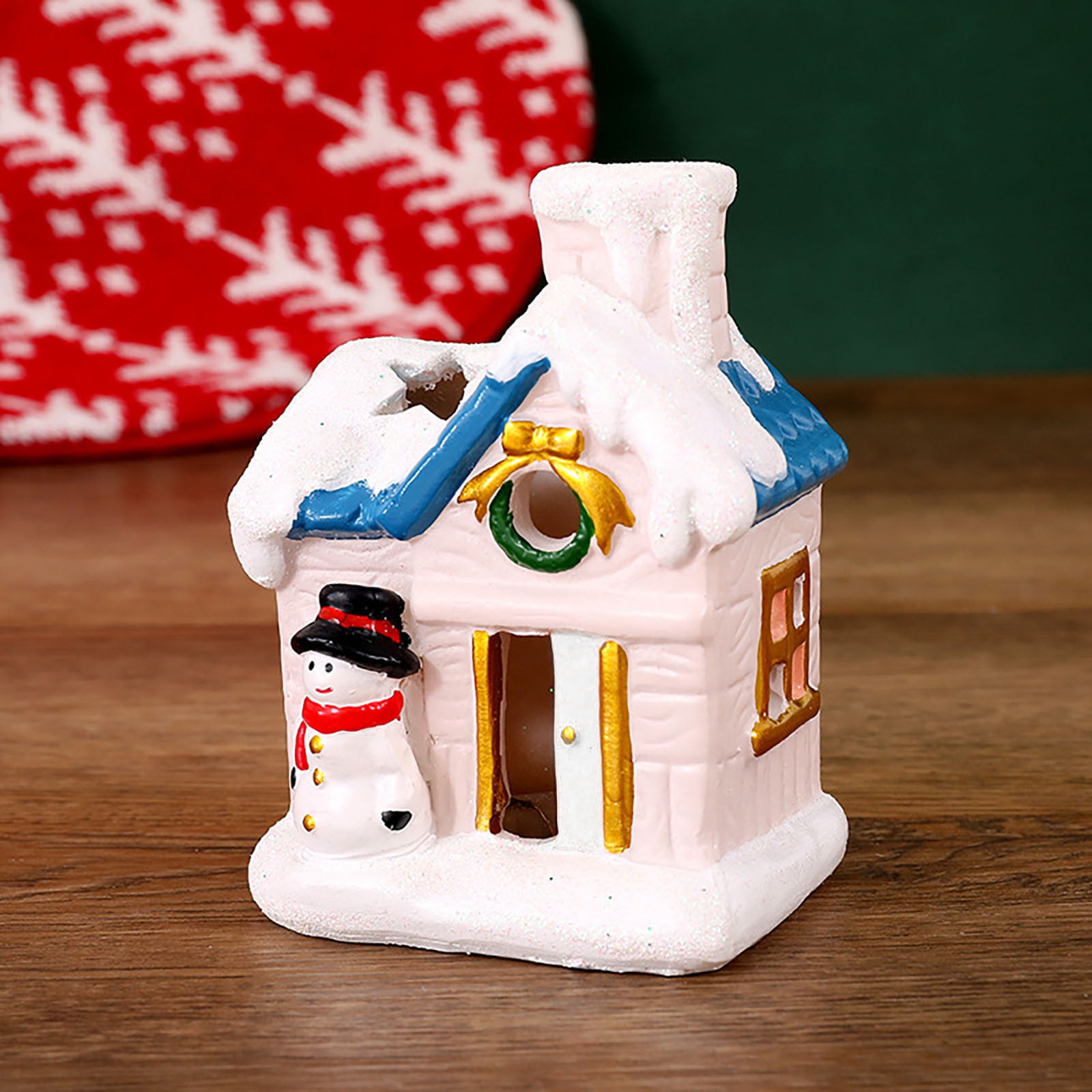 Floleo Clearance Christmas Village Statue Decoration Set Luminous LED