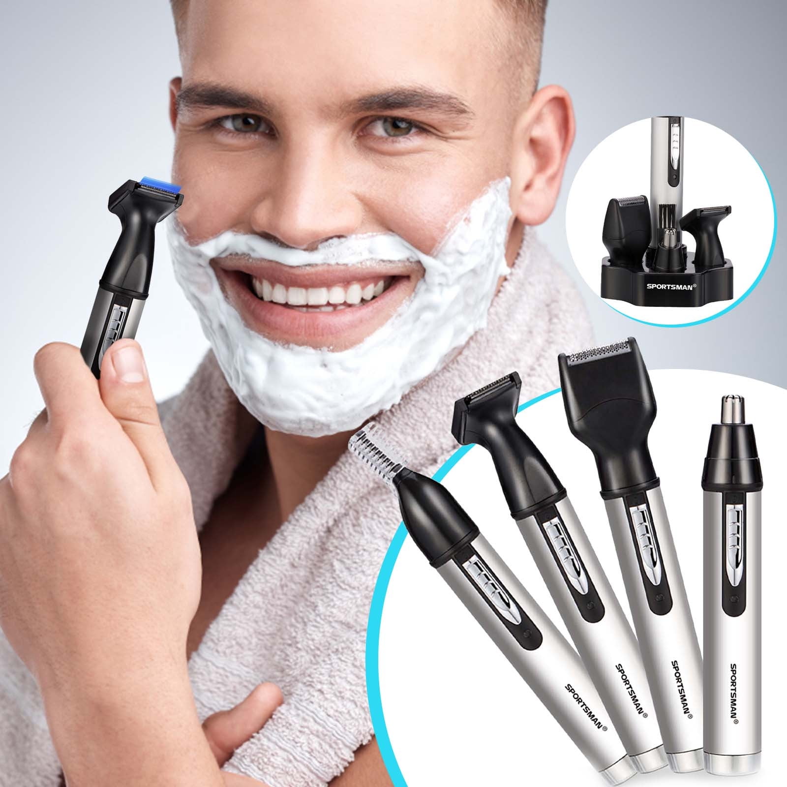 Floleo Clearance Electric Nose Trimmer Four In One Men s Razor USB Rechargeable Shaver Electric Eyebrow Trimmer Nose Hair Trimmer